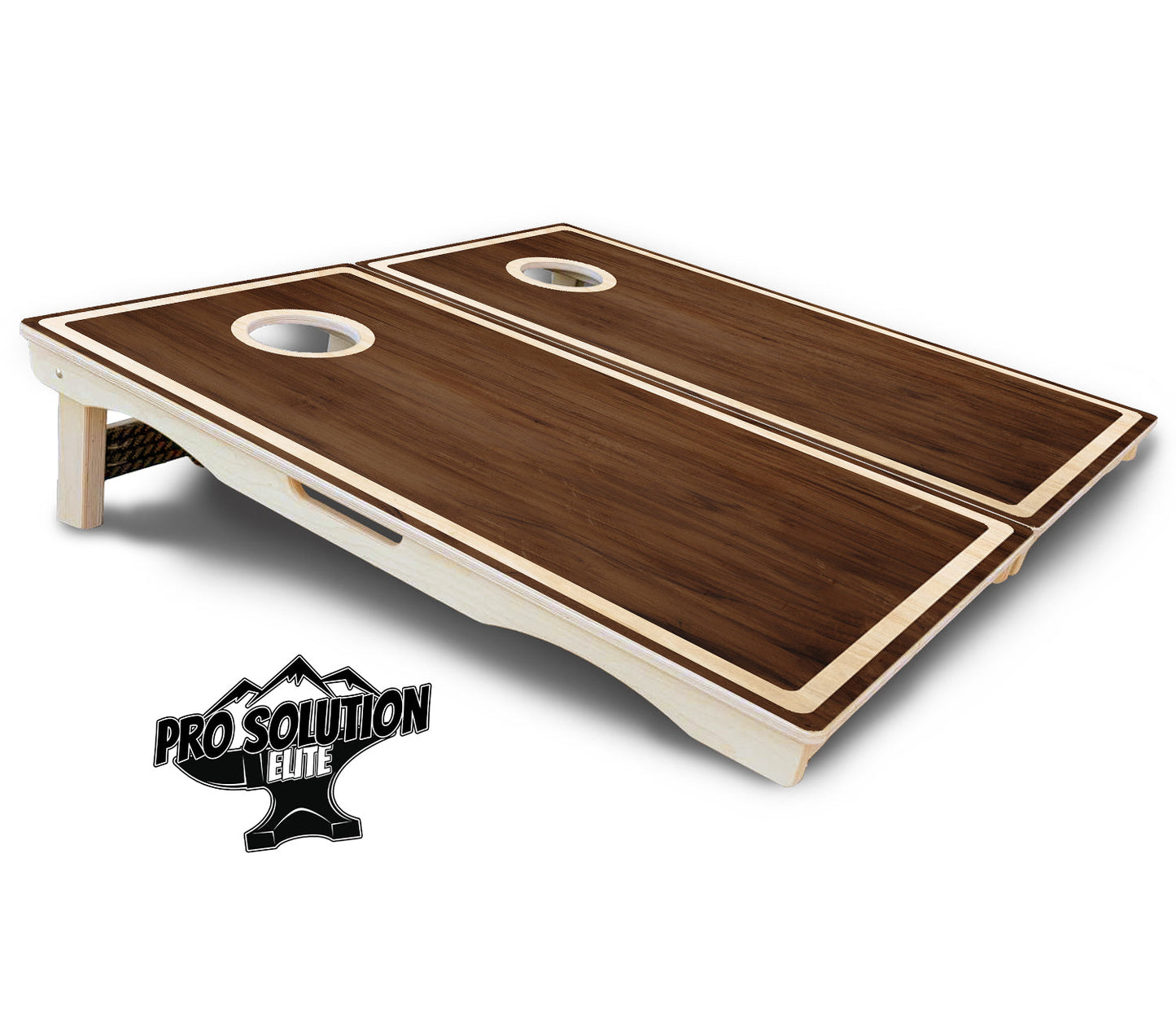Dark Wood Natural Border Cornhole Boards - Pro Solution Elite Series