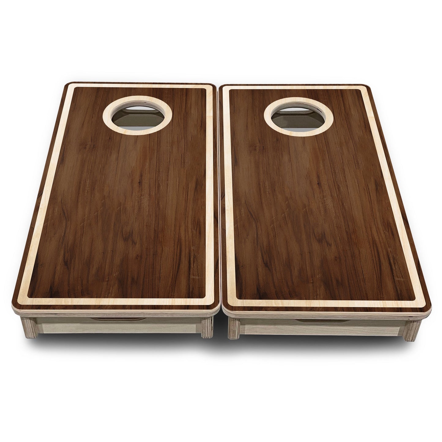 Mini Cornhole Boards - Dark Wood Natural Border