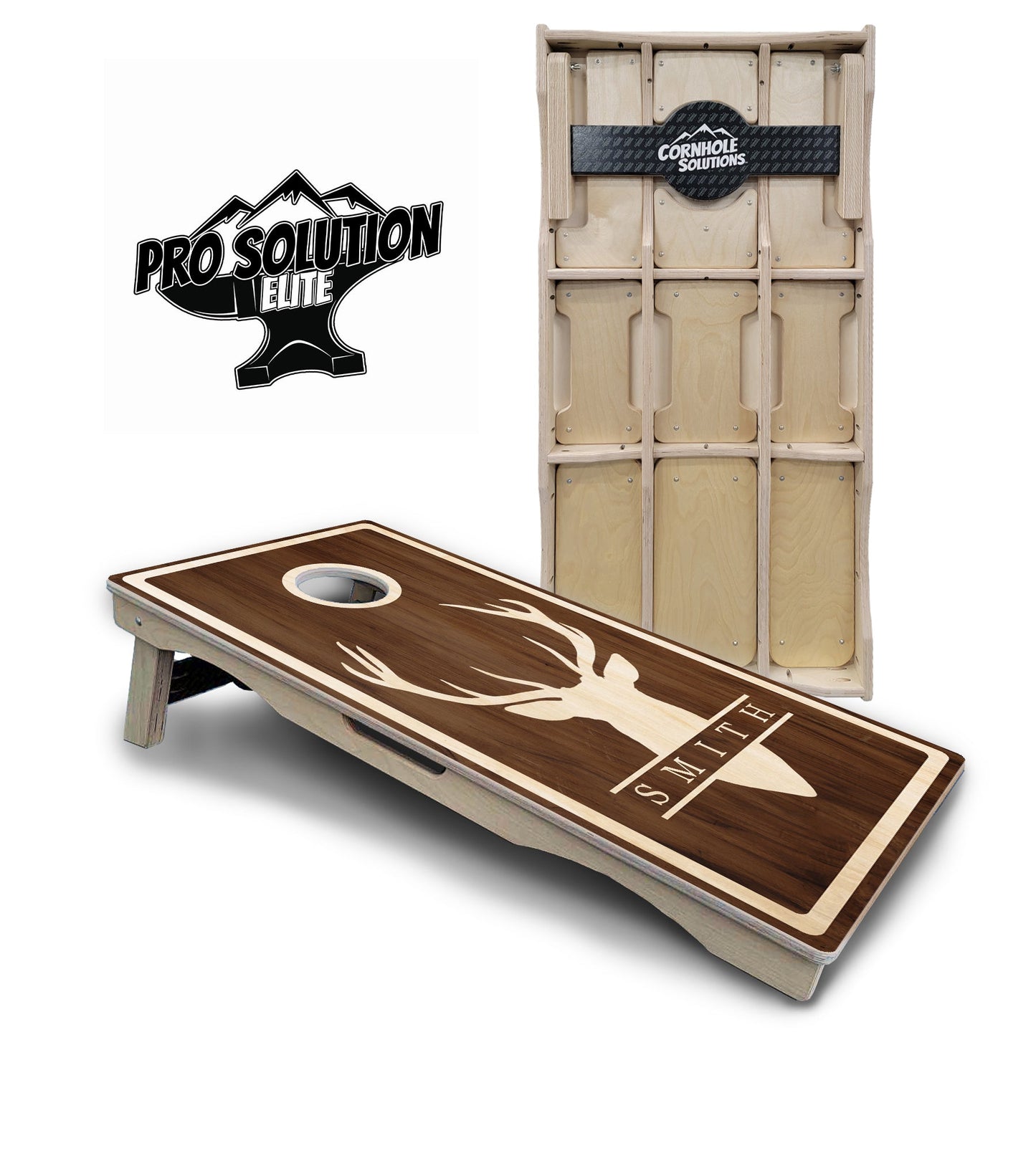 Deer Head Name Cornhole Boards - Pro Solution Elite Series