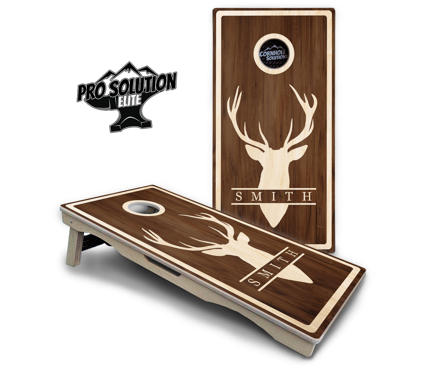 Deer Head Name Cornhole Boards - Pro Solution Elite Series