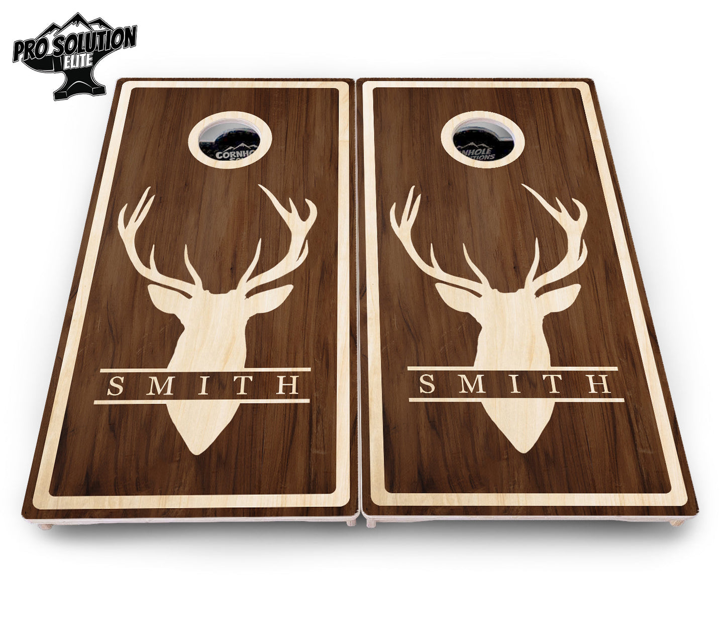 Deer Head Name Cornhole Boards - Pro Solution Elite Series