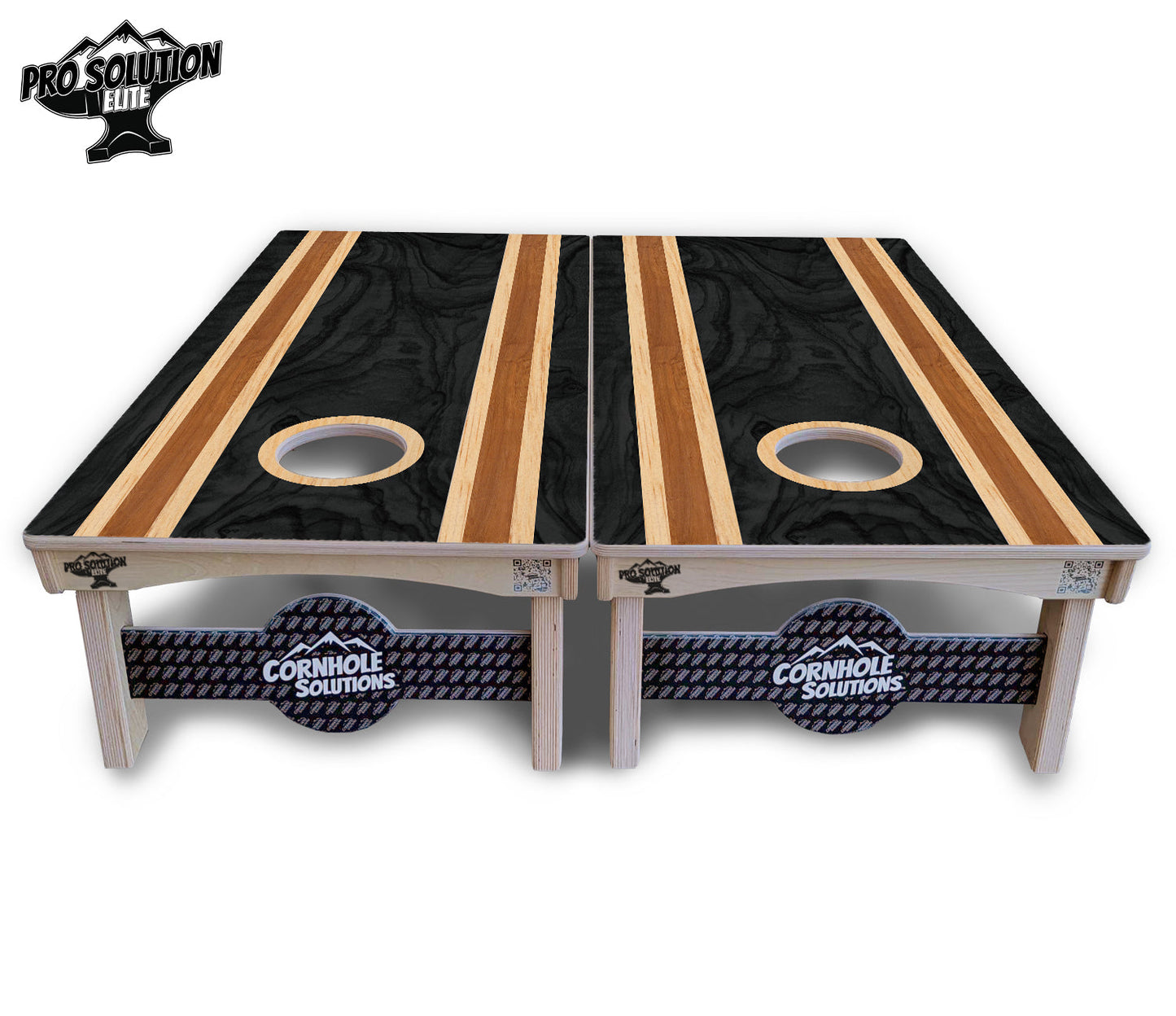 Dark Wood Stripe Cornhole Boards - Pro Solution Elite Series