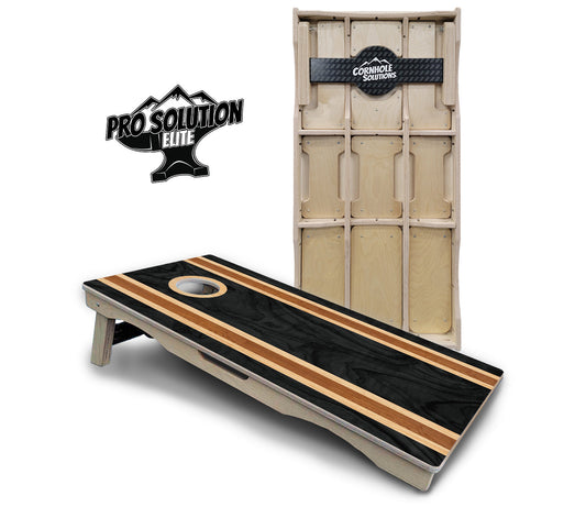 Dark Wood Stripe Cornhole Boards - Pro Solution Elite Series