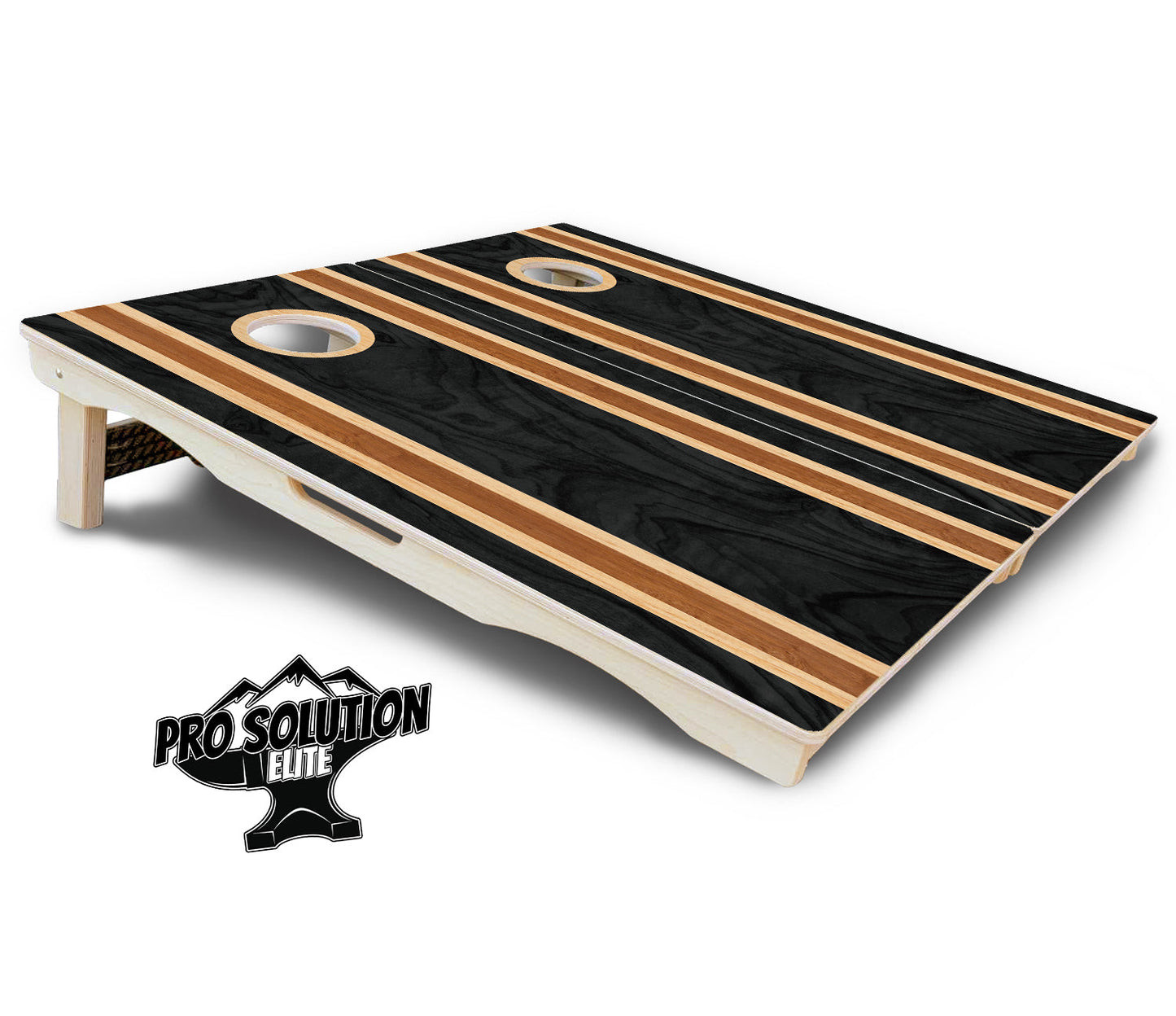 Dark Wood Stripe Cornhole Boards - Pro Solution Elite Series