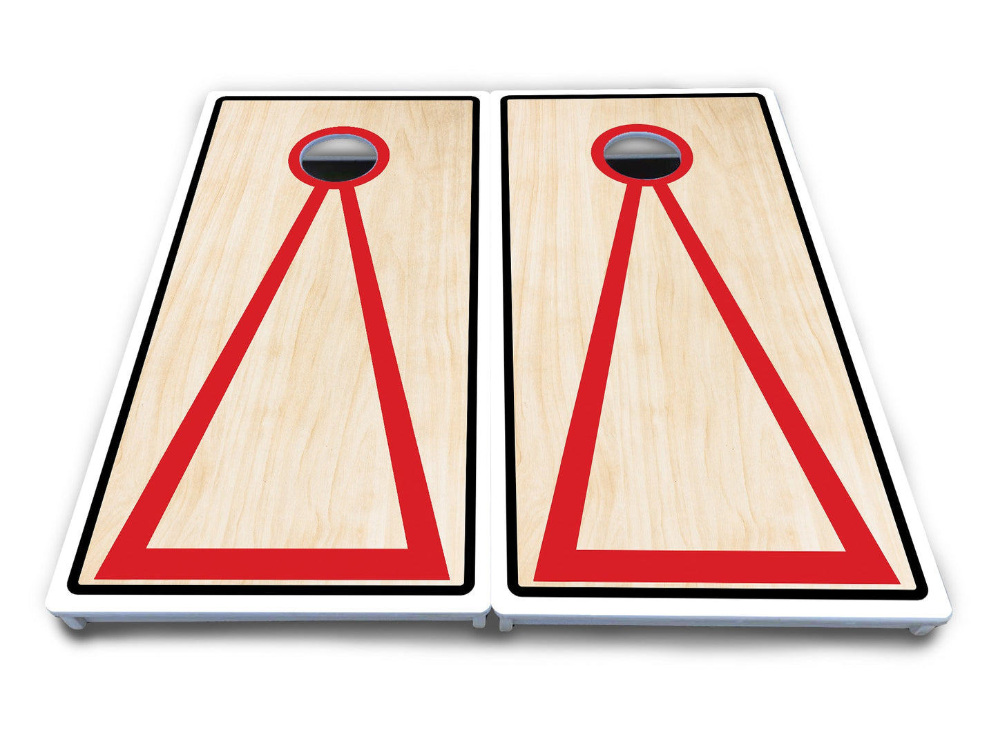 Red/Black Hole Ring Cornhole Boards - All Weather Series