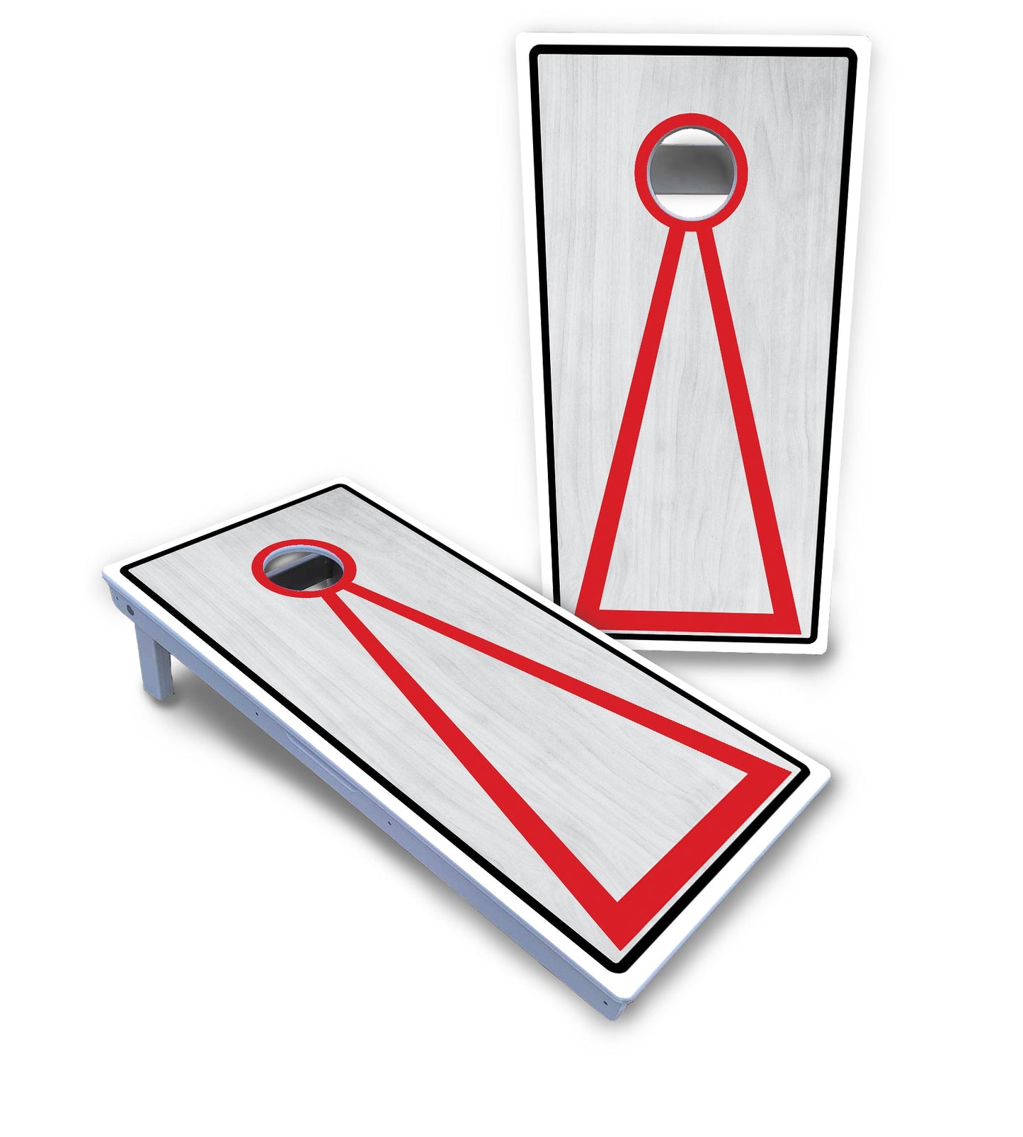 Red/Black Hole Ring Grey Wash Cornhole Boards - All Weather Series