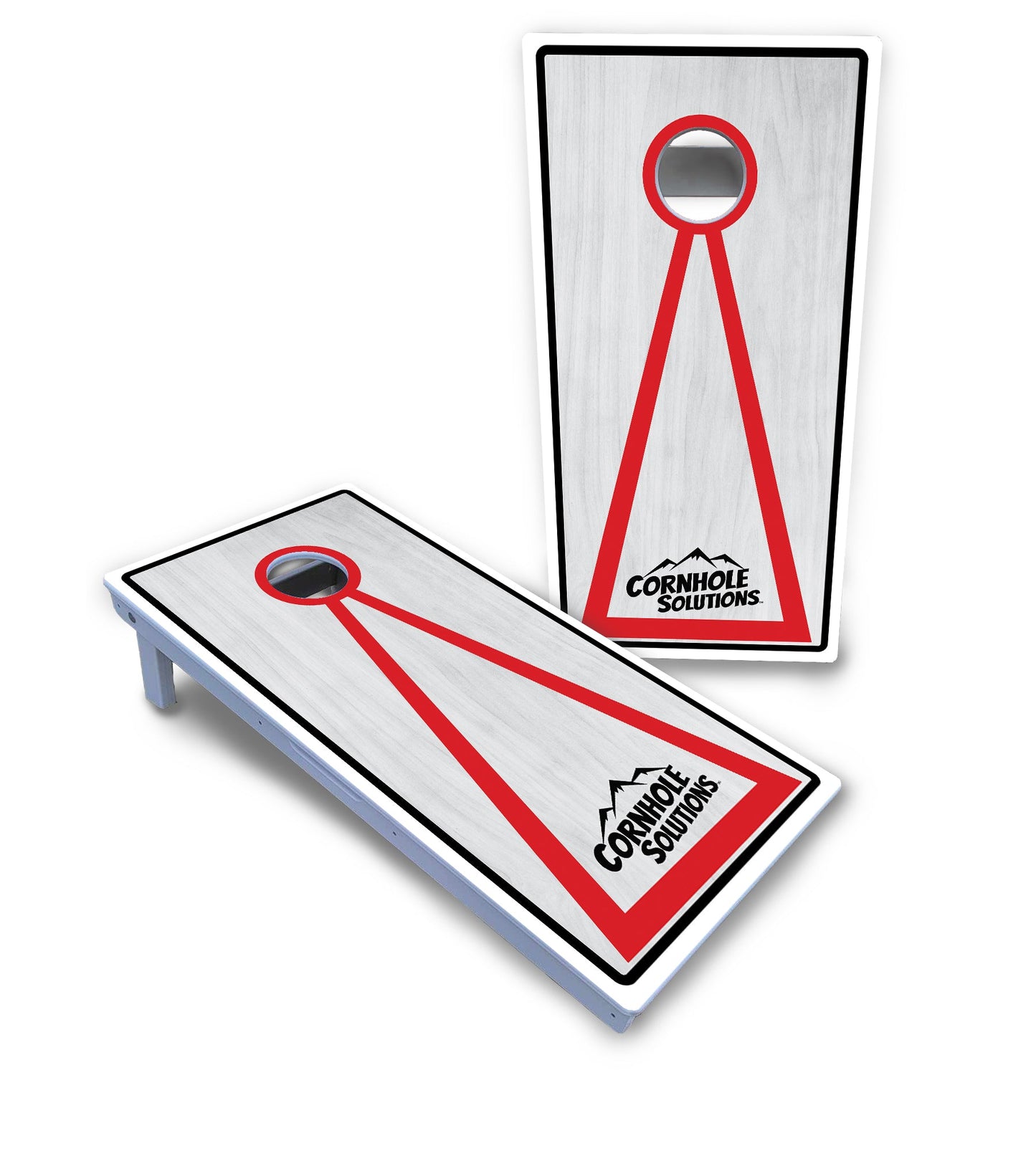 Red/Black Hole Ring Grey Wash Cornhole Boards - All Weather Series