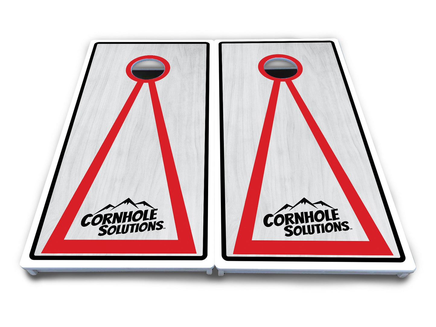 Red/Black Hole Ring Grey Wash Cornhole Boards - All Weather Series