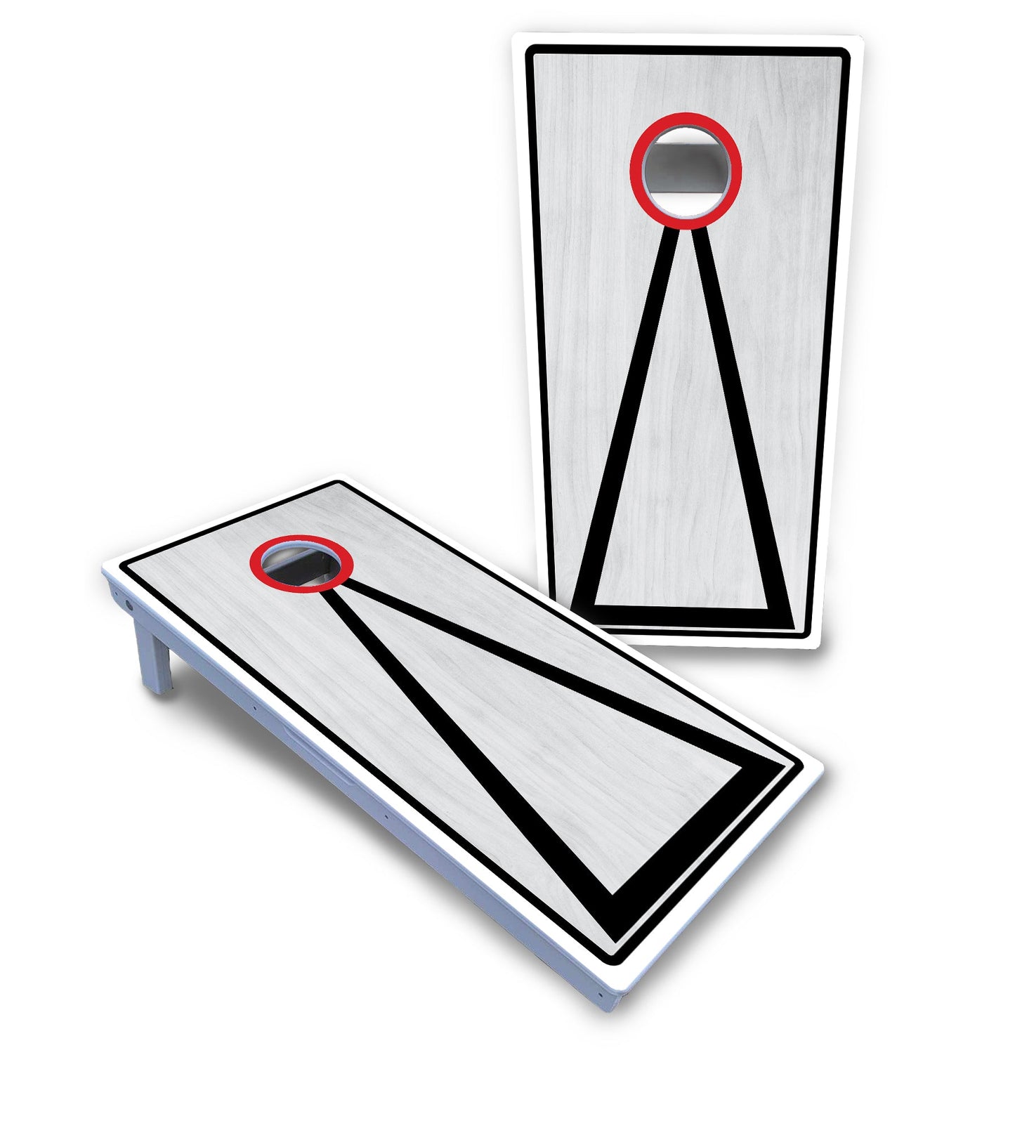 Red/Black Hole Ring Grey Wash Cornhole Boards - All Weather Series