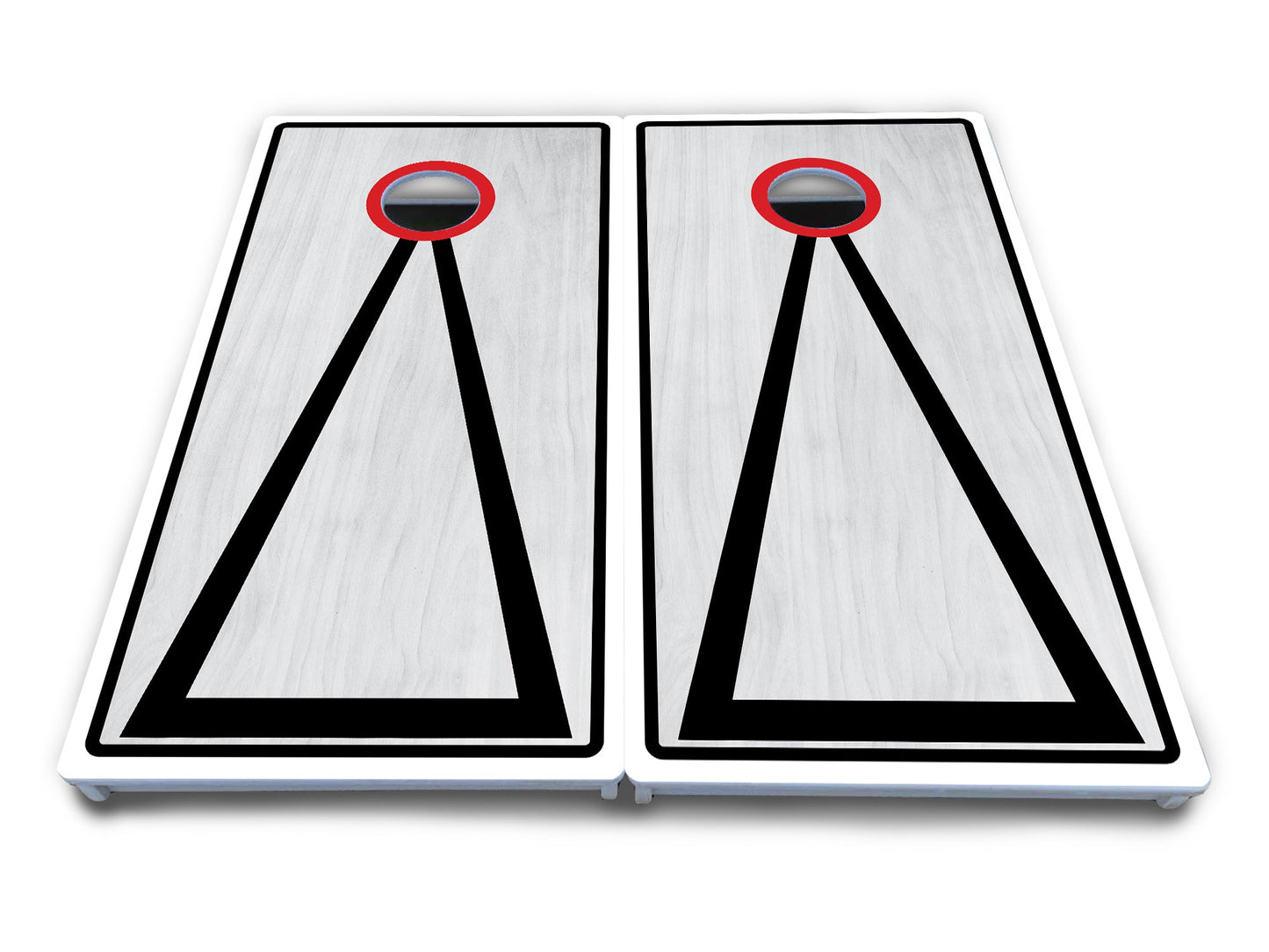 Red/Black Hole Ring Grey Wash Cornhole Boards - All Weather Series