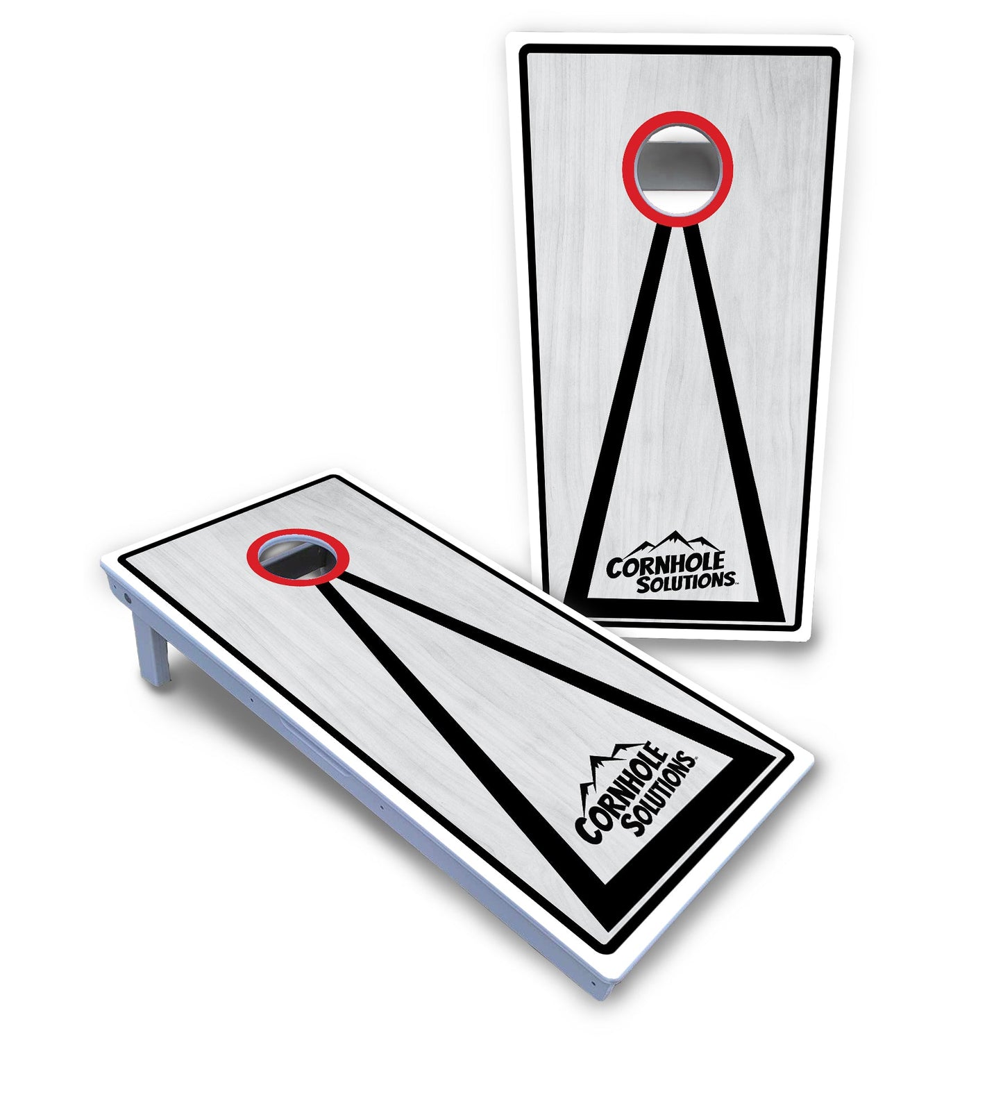 Red/Black Hole Ring Grey Wash Cornhole Boards - All Weather Series