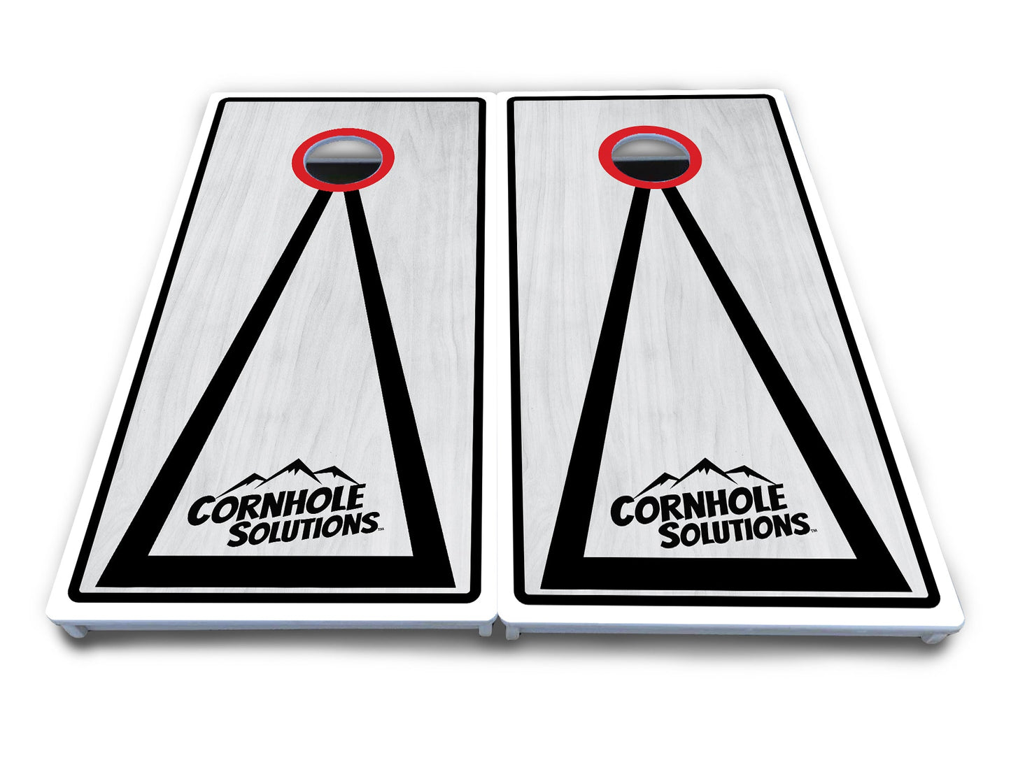 Red/Black Hole Ring Grey Wash Cornhole Boards - All Weather Series