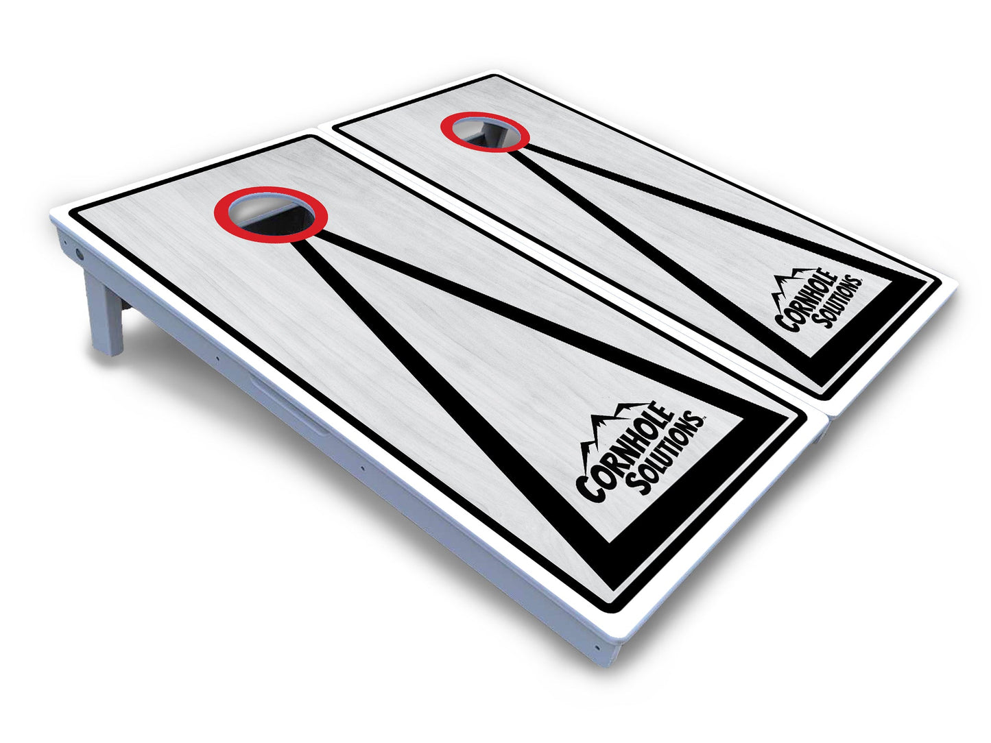 Red/Black Hole Ring Grey Wash Cornhole Boards - All Weather Series