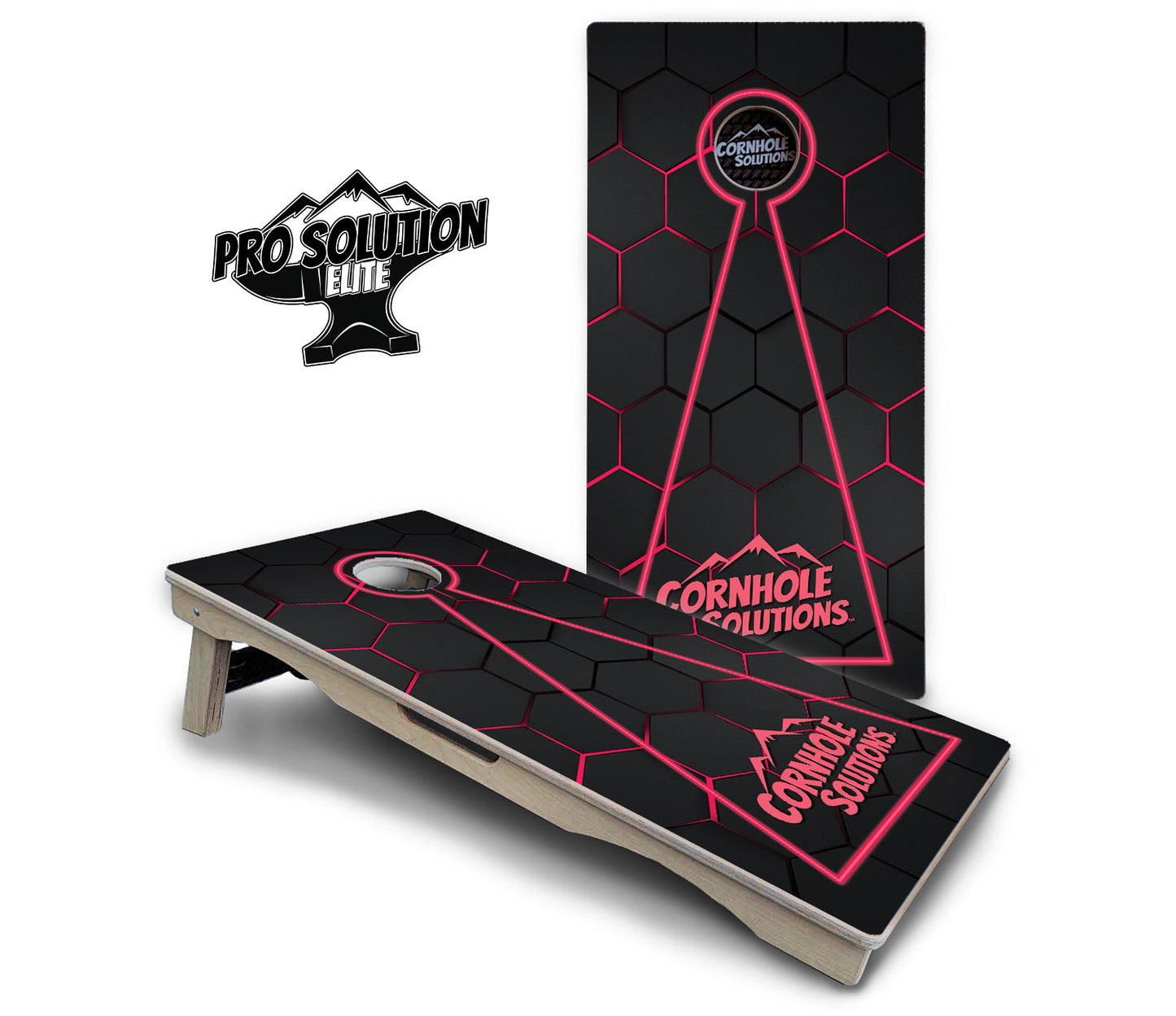 Glow Hole Black Cornhole Boards - Pro Solution Elite Series