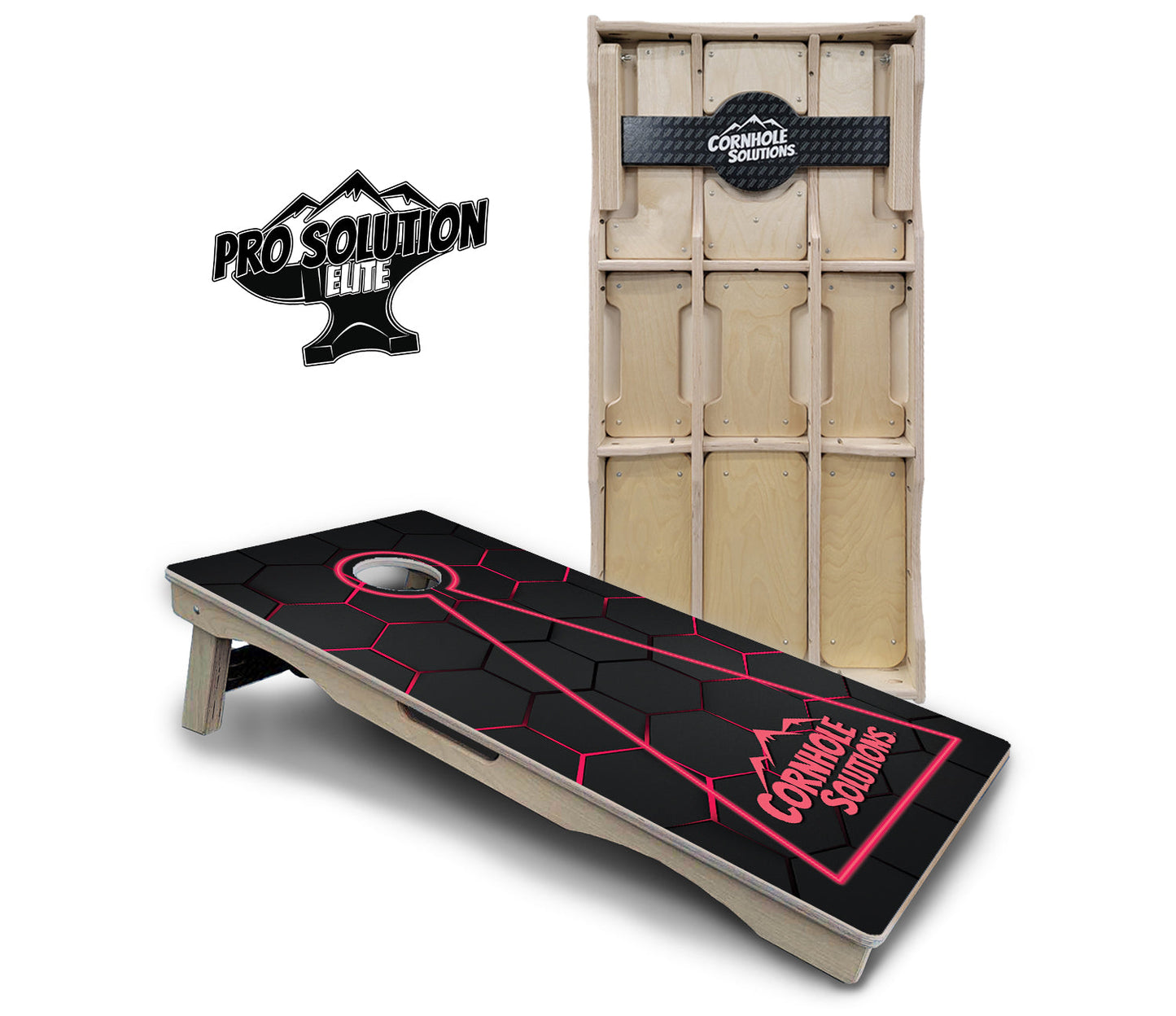 Glow Hole Black Cornhole Boards - Pro Solution Elite Series