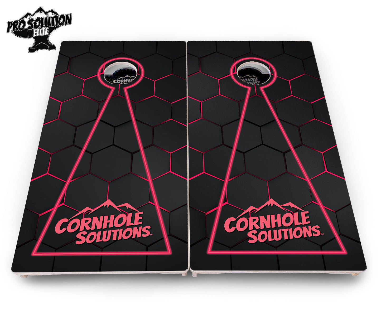 Glow Hole Black Cornhole Boards - Pro Solution Elite Series