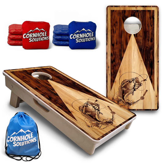 Bass Fish Wooden Triangle - Mini or Vacation Size Cornhole Boards