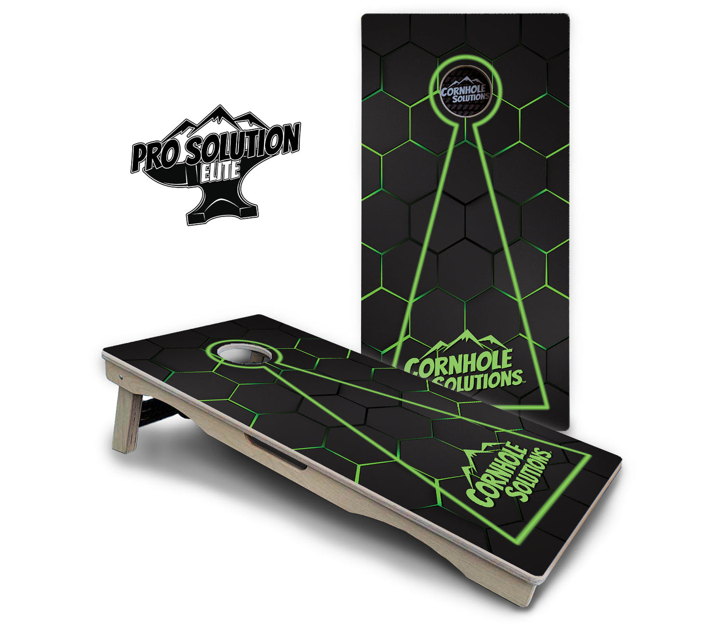 Glow Hole Black Cornhole Boards - Pro Solution Elite Series