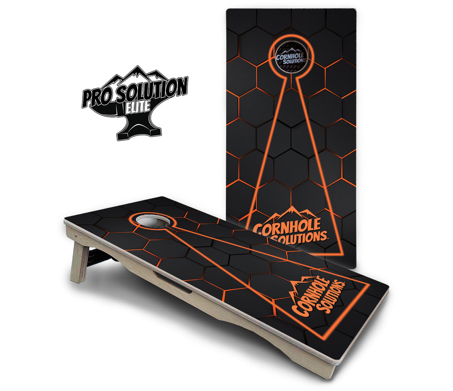 Glow Hole Black Cornhole Boards - Pro Solution Elite Series
