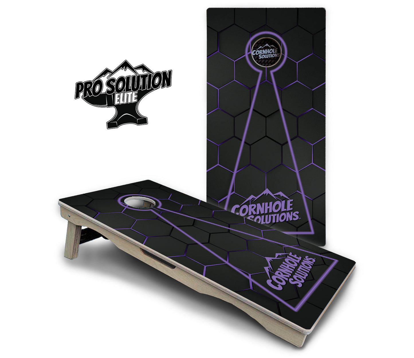 Glow Hole Black Cornhole Boards - Pro Solution Elite Series