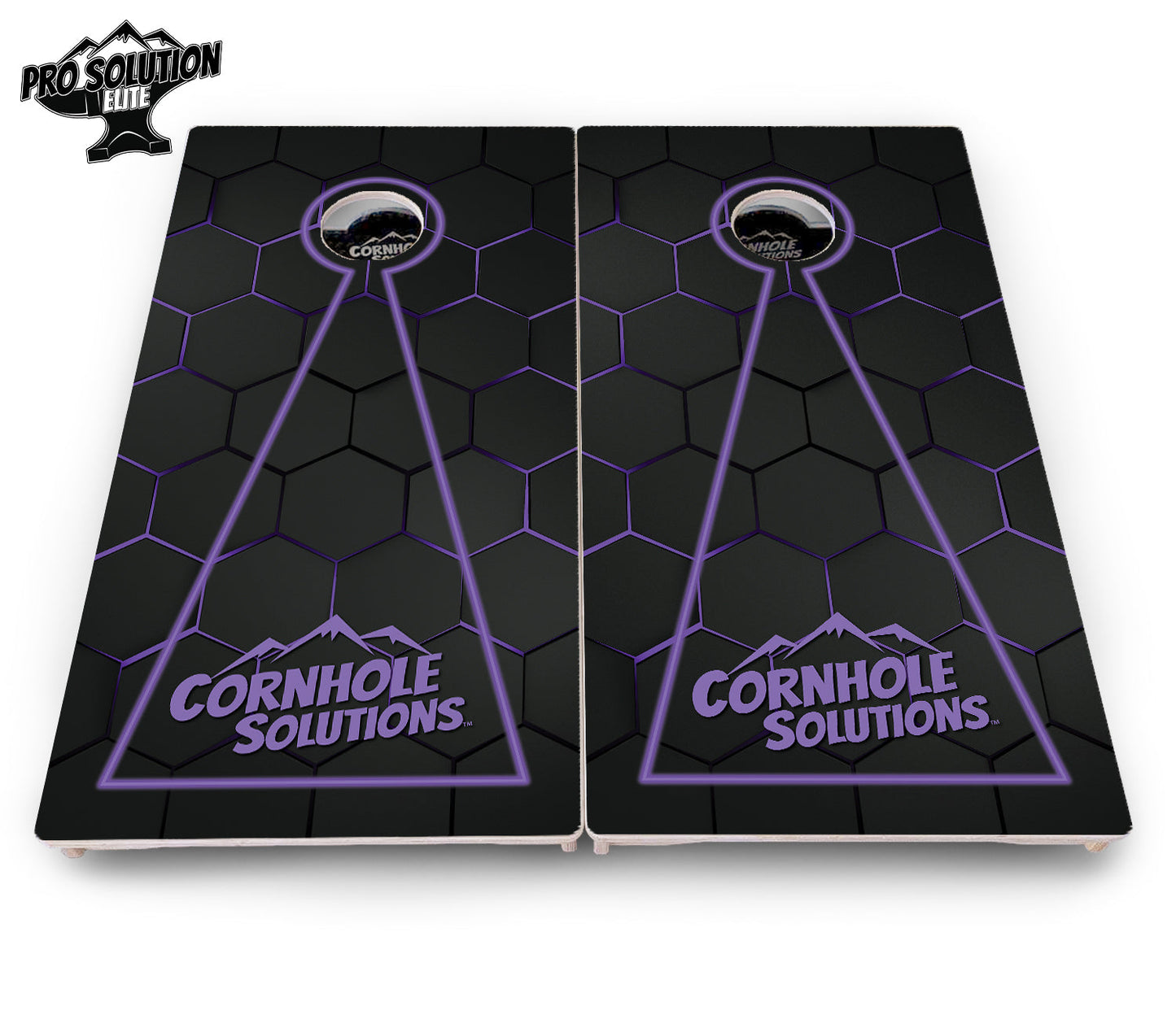 Glow Hole Black Cornhole Boards - Pro Solution Elite Series
