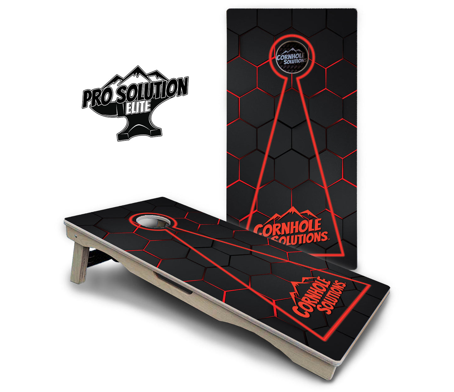 Glow Hole Black Cornhole Boards - Pro Solution Elite Series