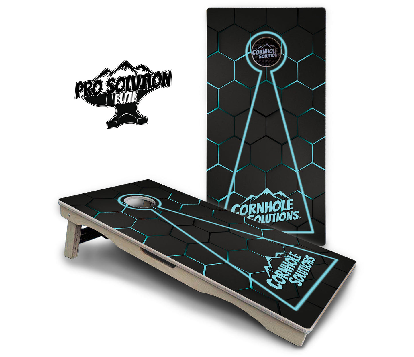 Glow Hole Black Cornhole Boards - Pro Solution Elite Series