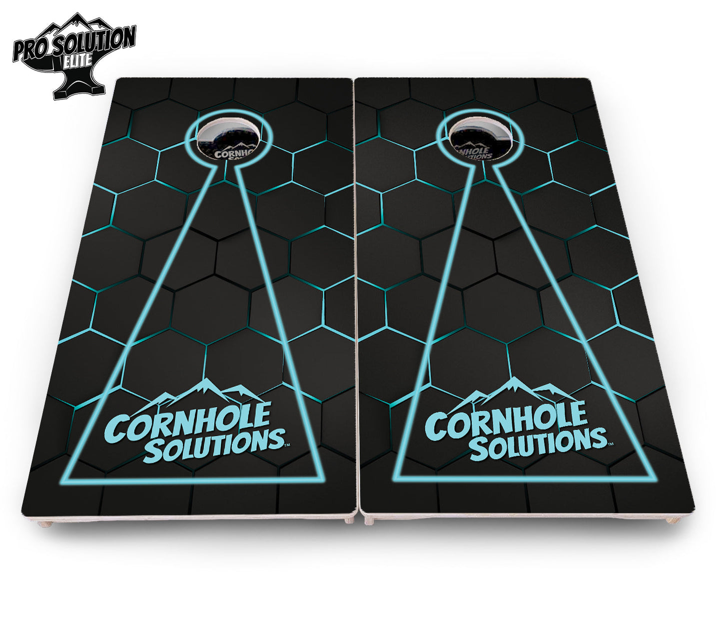 Glow Hole Black Cornhole Boards - Pro Solution Elite Series