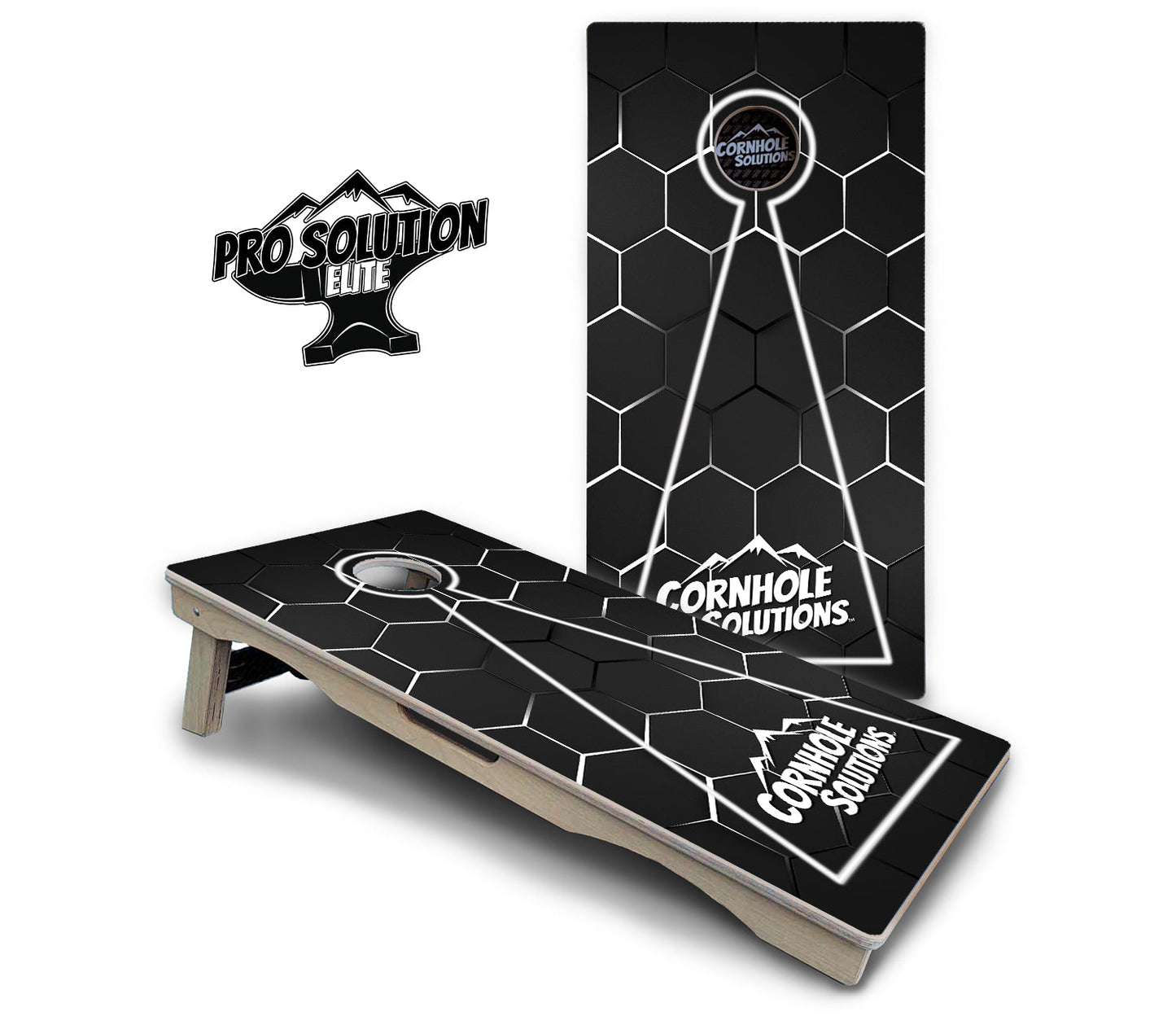 Glow Hole Black Cornhole Boards - Pro Solution Elite Series