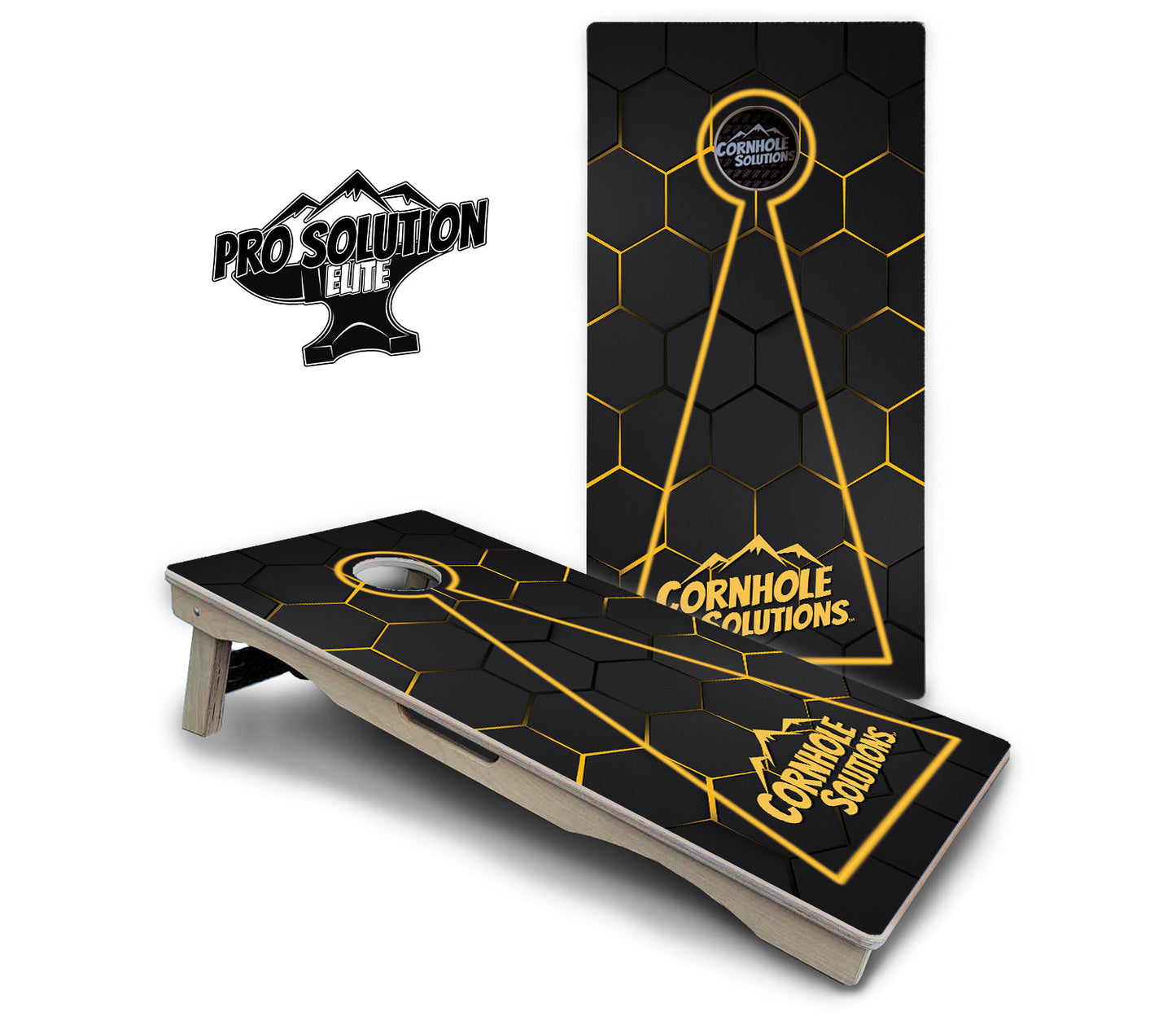 Glow Hole Black Cornhole Boards - Pro Solution Elite Series