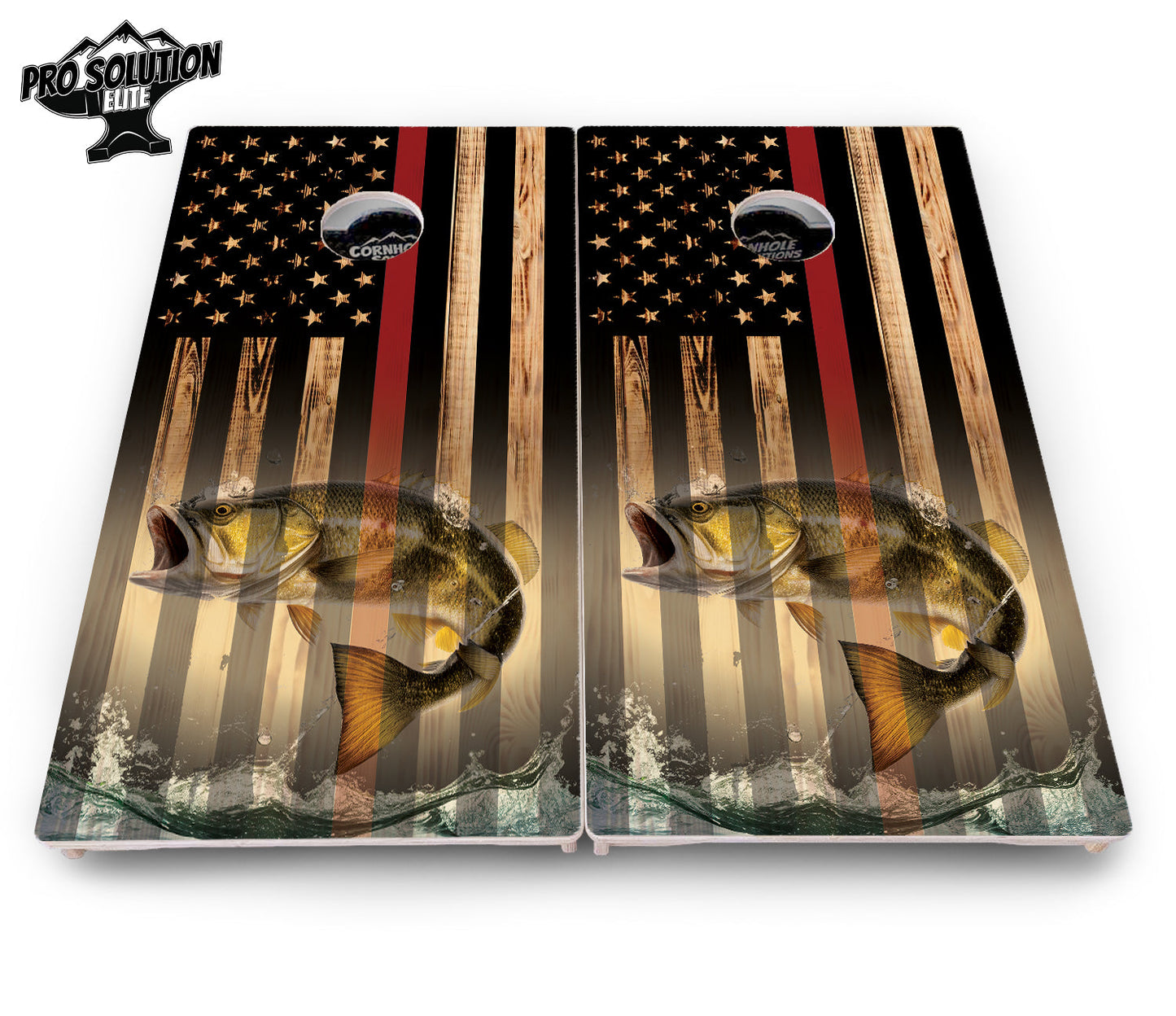 Blue & Red Line Flag Deer & Fish Flag Cornhole Boards - Pro Solution Elite Series