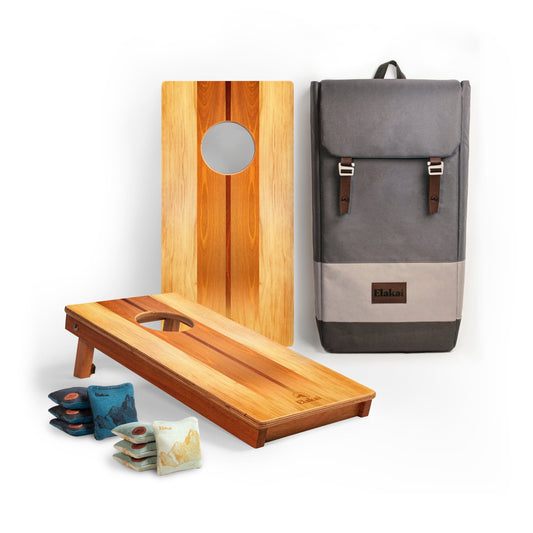 1ft x 2ft Graphic Wood Travel Cornhole Set | Natural Surf Beach Collection