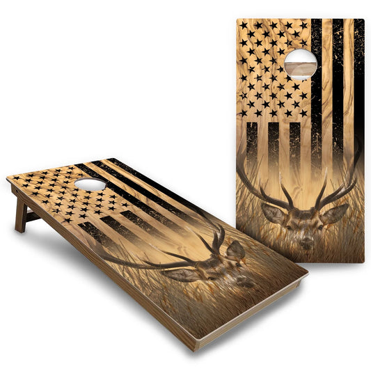 Hidden Deer & Fish Cornhole Boards - Backyard Series
