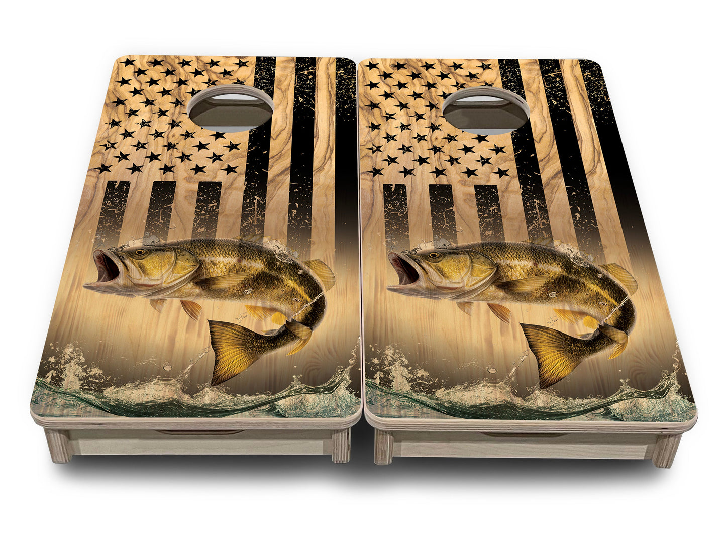 Mini Cornhole Boards - Light Wood Deer & Fish