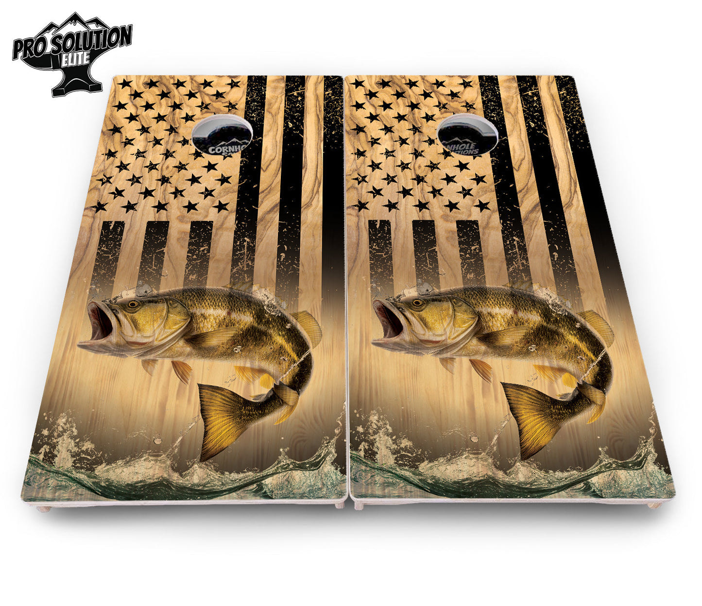 Light Wood Deer & Fish Cornhole Boards - Pro Solution Elite Series