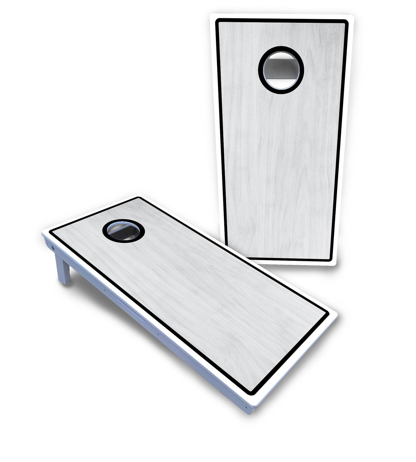 Red/Black Hole Ring Grey Wash Cornhole Boards - All Weather Series