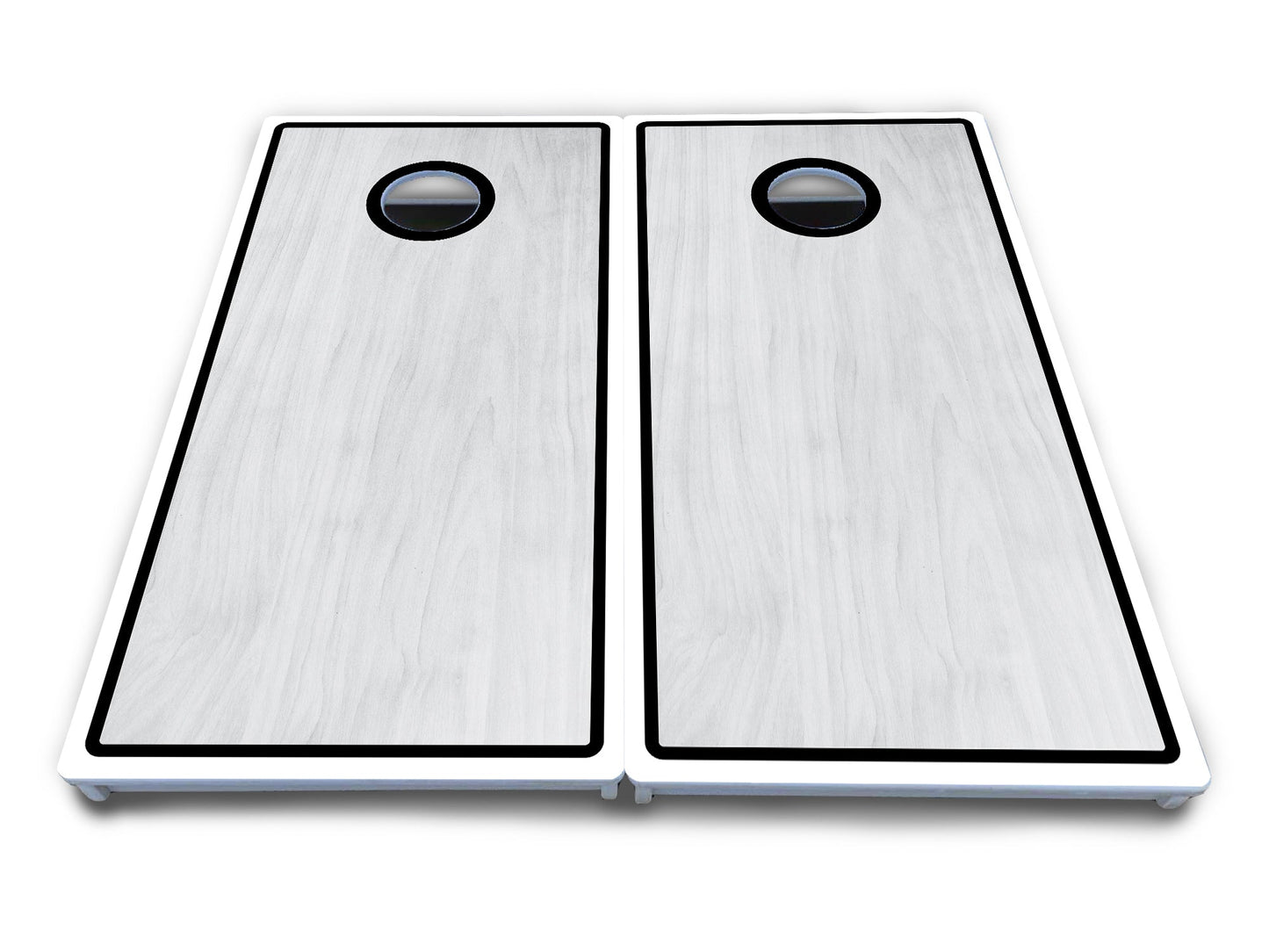 Red/Black Hole Ring Grey Wash Cornhole Boards - All Weather Series