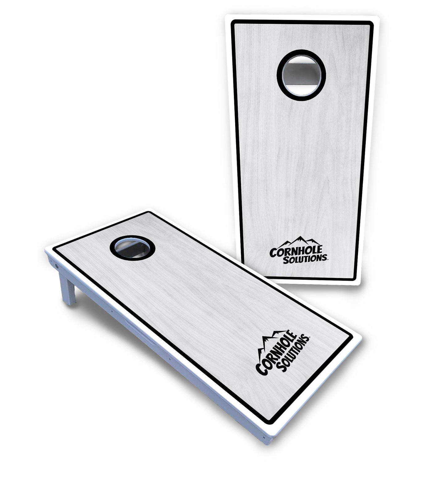 Red/Black Hole Ring Grey Wash Cornhole Boards - All Weather Series