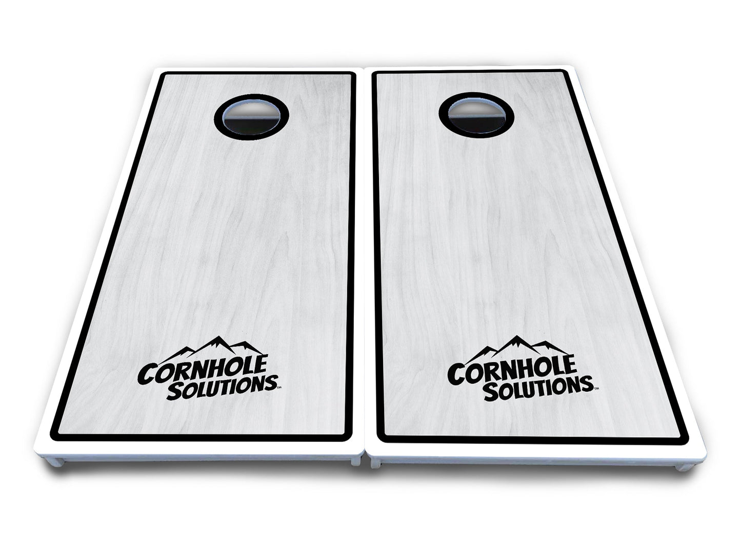 Red/Black Hole Ring Grey Wash Cornhole Boards - All Weather Series