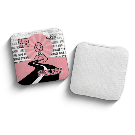 2026 Brotherhood Cornhole Steel Rain Route 66 Breast Cancer Awareness Collaboration ACL Comp Stamped Cornhole Bags