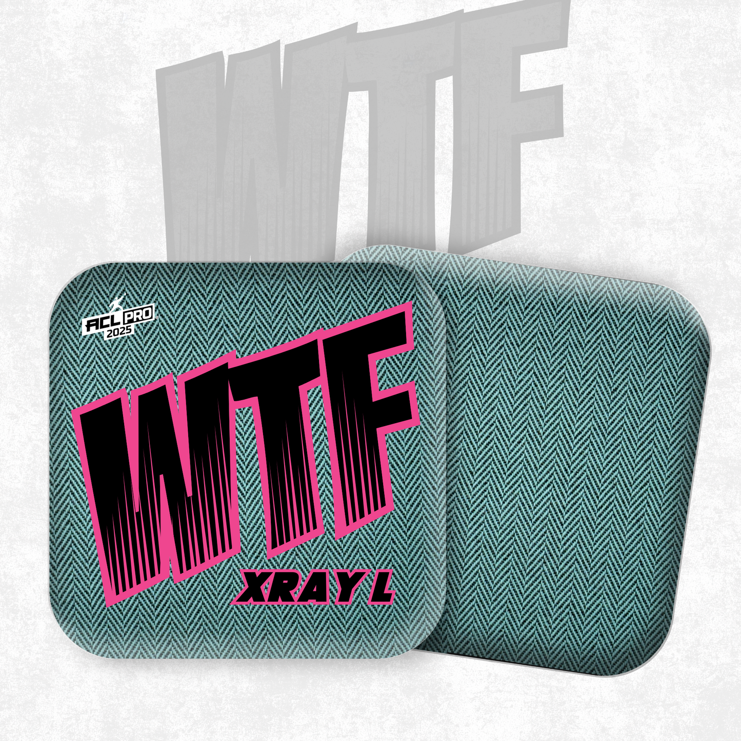 2026 WTF X-RAY Aqua/Black carpet - ACL Pro Stamped Cornhole Bags - Set of 4 bags