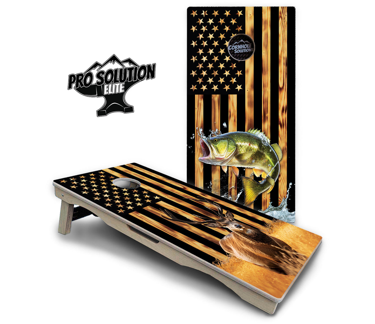 Colorful Deer & Fish Cornhole Boards - Pro Solution Elite Series