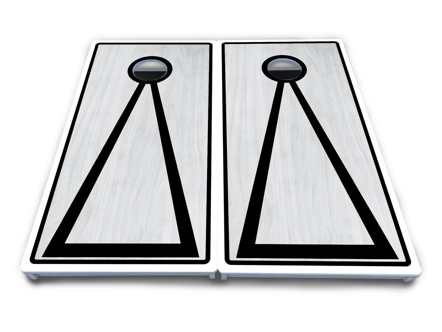 Red/Black Hole Ring Grey Wash Cornhole Boards - All Weather Series