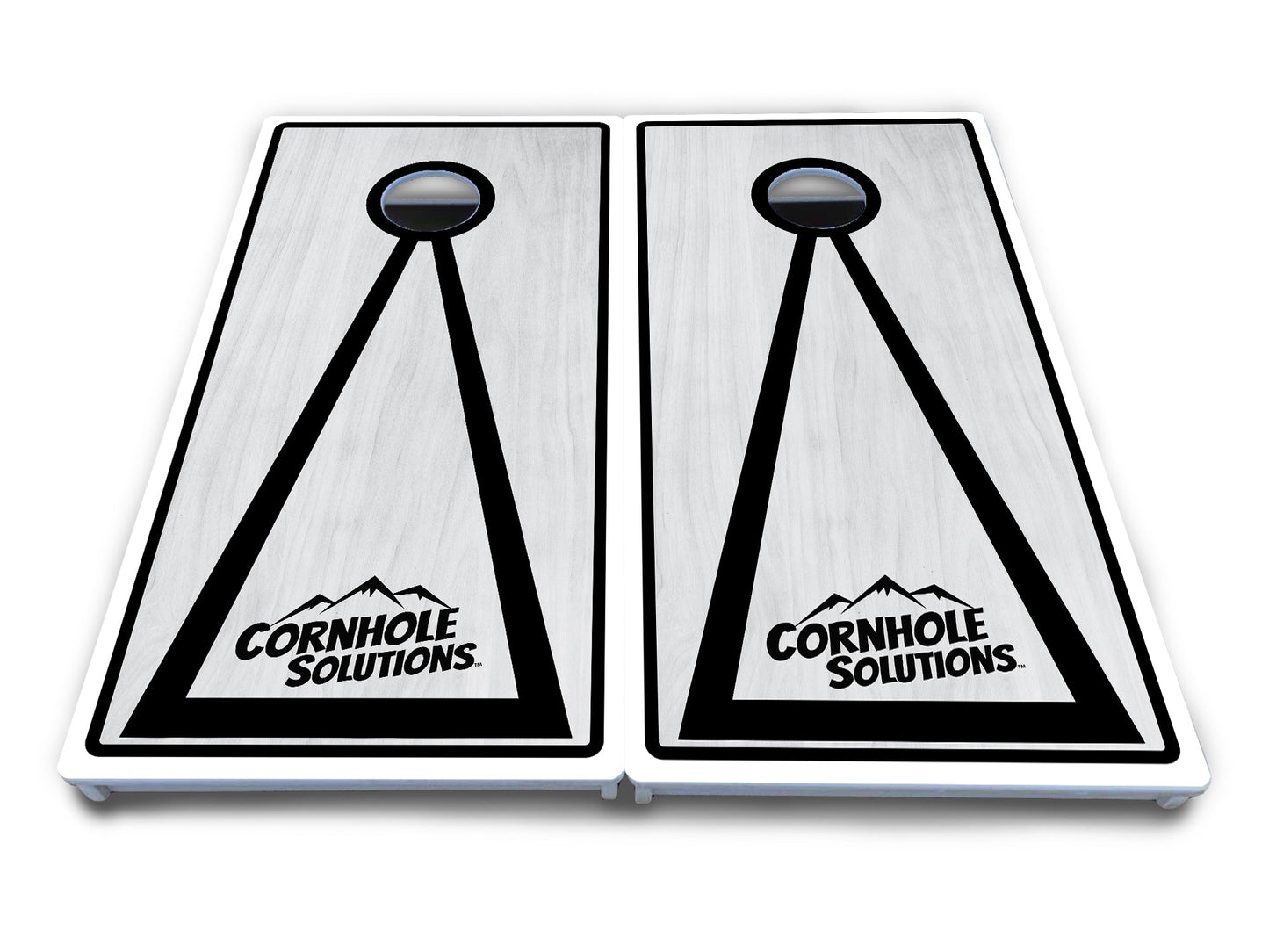 Red/Black Hole Ring Grey Wash Cornhole Boards - All Weather Series