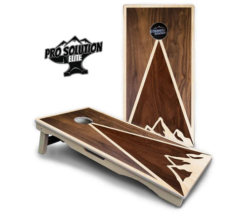Cornhole Boards - Pro Solution Elite Series - Stained Mountain Scene