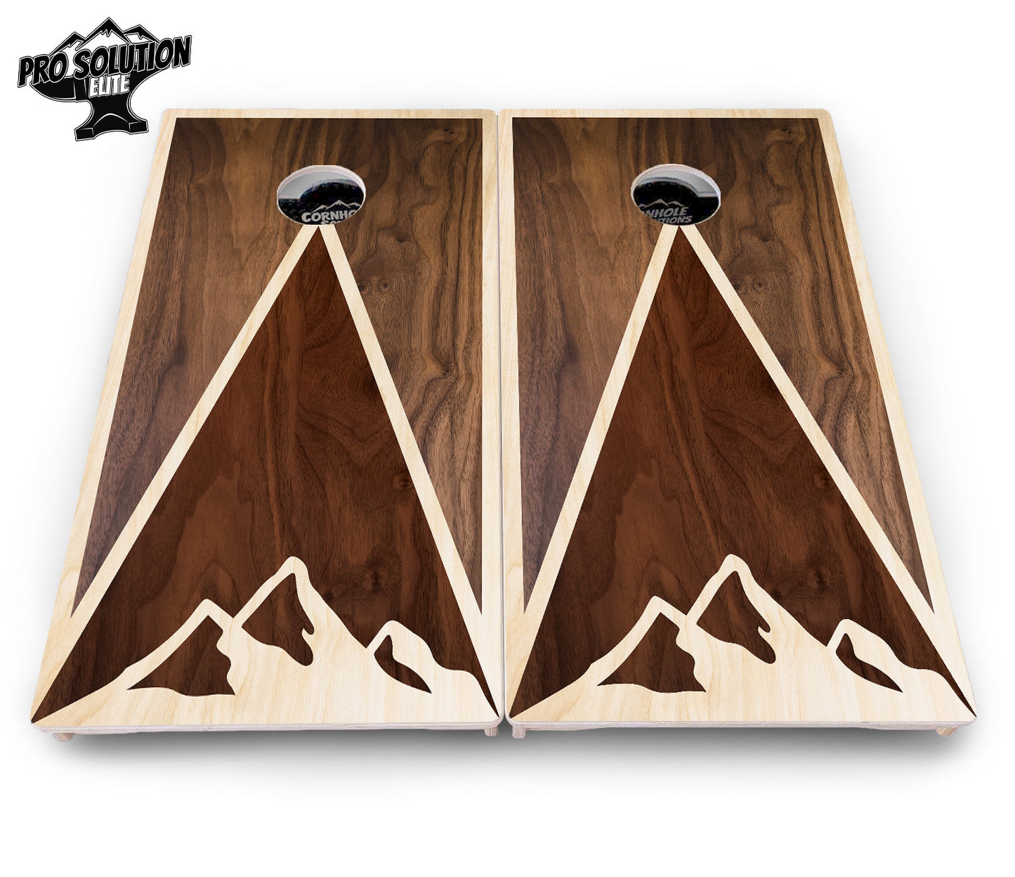 Stained Mountain Scene Cornhole Boards - Pro Solution Elite Series