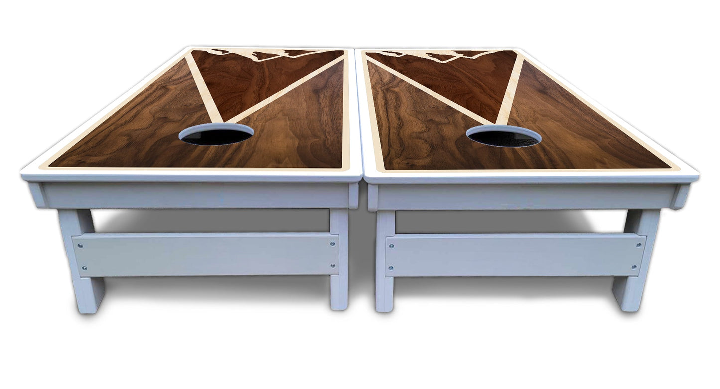 Stained Mountain Scene Cornhole Boards - All Weather Series