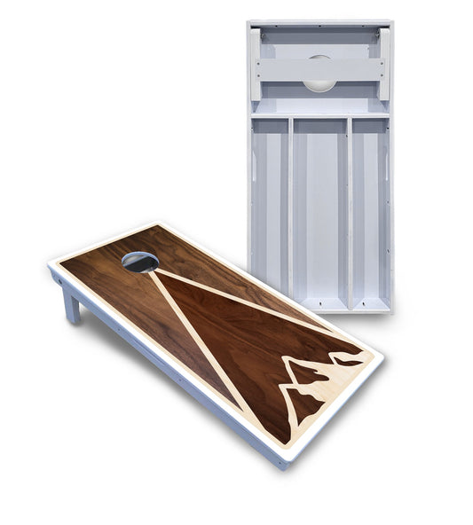 Stained Mountain Scene Cornhole Boards - All Weather Series