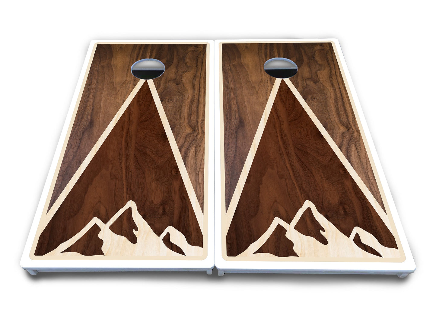 Stained Mountain Scene Cornhole Boards - All Weather Series