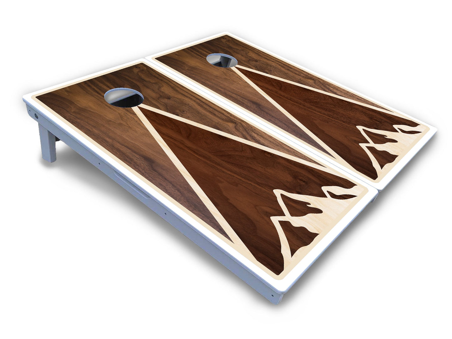 Stained Mountain Scene Cornhole Boards - All Weather Series